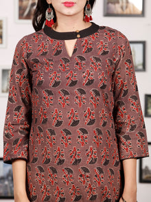 Black Brown Maroon Hand Block Printed Kurta - K134f1660