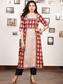 White Maroon Bagh Printed Kurta in Natural Colors - K135F1703