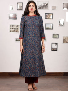 Indigo Maroon Ajrakh Hand Block Printed Kurta - K136f1676