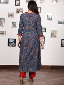 Indigo Maroon Ajrakh Hand Block Printed Kurta - K136f1676