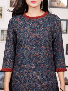 Indigo Maroon Ajrakh Hand Block Printed Kurta - K136f1676