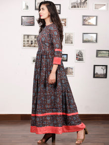 LEHERIYA LYRIC - Hand Block Printed Cotton Long Dress With Back Details  - D136F1366