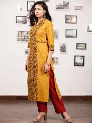 Mustard Red Green Ajrakh Hand Block Printed Kurta - K140f1513