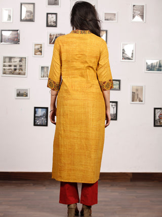 Mustard Red Green Ajrakh Hand Block Printed Kurta - K140f1513