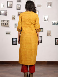 Mustard Red Green Ajrakh Hand Block Printed Kurta - K140f1513