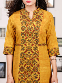 Mustard Red Green Ajrakh Hand Block Printed Kurta - K140f1513