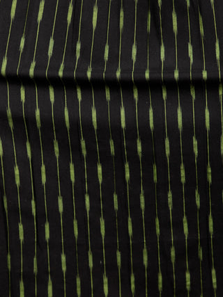 Black Parrot Green Turquoise Handwoven Ikat Middi Dress With Knife Pleates -  D289F1445