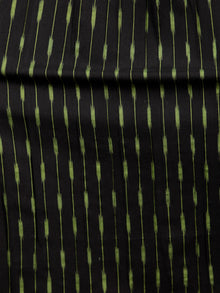 Black Parrot Green Turquoise Handwoven Ikat Middi Dress With Knife Pleates -  D289F1445