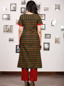 Green Yellow Black Red Ajrakh Hand Block Printed Kurta - K143fBP34