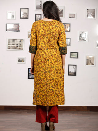 Yellow Green Maron Ajrakh Hand Block Printed Kurta With Pintuck - K144f1677
