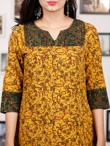Yellow Green Maron Ajrakh Hand Block Printed Kurta With Pintuck - K144f1677