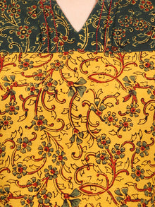 Yellow Green Maron Ajrakh Hand Block Printed Kurta With Pintuck - K144f1677