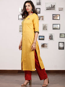 Yellow Green South Handloom Cotton Kurta With Ajrakh High Lighting   - K145FXXX