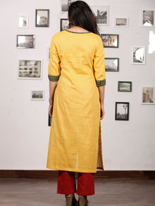 Yellow Green South Handloom Cotton Kurta With Ajrakh High Lighting   - K145FXXX