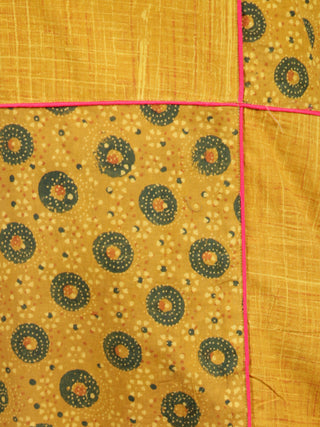 Mustard Green Pink Hand Printed Ajrakh Kurta in Natural Colors - K57F1530