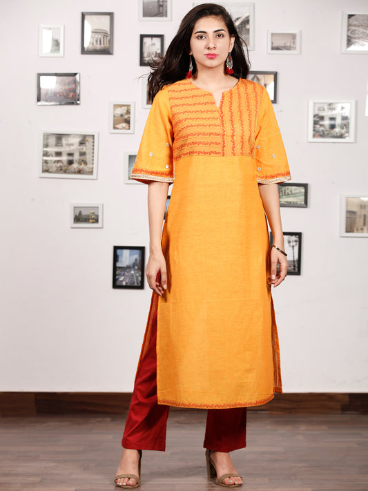 Yellow Orange South Handloom Cotton Kurta   - K146FXXX