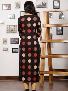 Black Rust Beige Hand Printed Ajrakh Cotton Long Kurta in Natural Colors - K99F1545