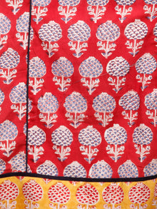 Red Yellow  Hand Block Printed Kurta With Natural  Colors - K150F780
