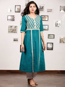 Teal Blue Off White South Handloom Cotton Kurta   - K148FXXX