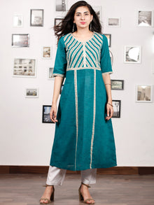 Teal Blue Off White South Handloom Cotton Kurta   - K148FXXX