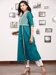 Teal Blue Off White South Handloom Cotton Kurta   - K148FXXX