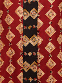 Maroon Black Mustard Hand Printed Ajrakh Rayon Long Kurta With 3/4th Sleeves - K100F1547