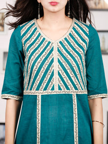 Teal Blue Off White South Handloom Cotton Kurta   - K148FXXX