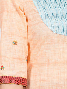 Peach Sky Blue South Handloom Cotton Kurta With Waves Pintucks   - K149FXXX