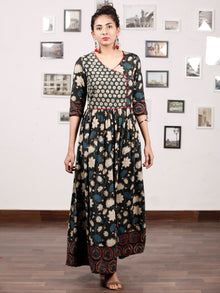 Naaz GARDENIA  - Hand Block Printed Cotton Long Angrakha Dress  - DS15F1365