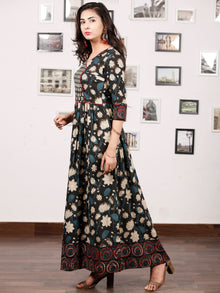 Naaz GARDENIA  - Hand Block Printed Cotton Long Angrakha Dress  - DS15F1365