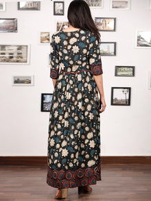 Naaz GARDENIA  - Hand Block Printed Cotton Long Angrakha Dress  - DS15F1365