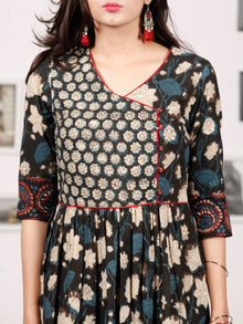 Naaz GARDENIA  - Hand Block Printed Cotton Long Angrakha Dress  - DS15F1365