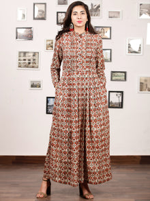 CLASSY VIBES - Hand Block Printed Cotton Long Dress With Pin Tuck - D328F896