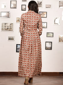 CLASSY VIBES - Hand Block Printed Cotton Long Dress With Pin Tuck - D328F896