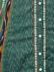 Teal Green White Black Maroon Handwoven Asymmetric Ikat Dress With Front Open-  D280F1263