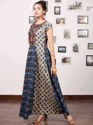 STYLO COLLARGE - Hand Block Printed Cotton Long Dress  - D224F1304