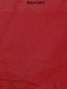 Red White Hand Block Printed Chiffon Saree With Zari Border - S031702582