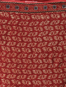 Red Indigo Black Ajrakh Hand Block Printed Modal Silk Saree in Natural Colors - S031704286
