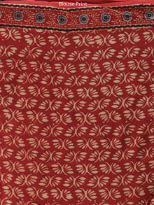 Red Indigo Black Ajrakh Hand Block Printed Modal Silk Saree in Natural Colors - S031704286