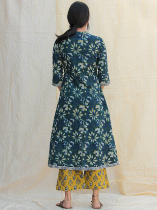 Gul E-Rana - Hand Block Printed Kurta Palazzo Set With Dupatta - SS01F1331