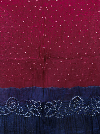 Admiral Blue Maroon Ivory Hand Tie & Dye Bandhej Suit Salwar Dupatta (Set of 3) With Hand Embroidery & Mirror Work - S16281240