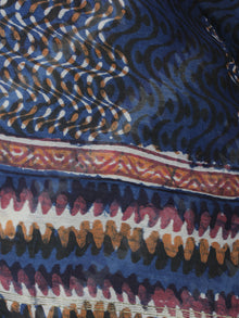 Indigo Multi Color Hand Block Printed Chanderi Silk Kurta & Chanderi Dupatta Fabric Set of 2 - S1628197