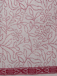 Red Pink Ivory Hand Block Printed Cotton Suit-Salwar Fabric With Chiffon Dupatta (Set of 3) - S16281276