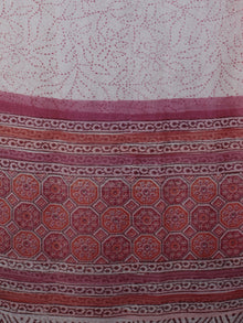 Red Pink Ivory Hand Block Printed Cotton Suit-Salwar Fabric With Chiffon Dupatta (Set of 3) - S16281276