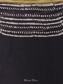 Black White Hand Block Printed Chiffon Saree with Zari Border - S031704552
