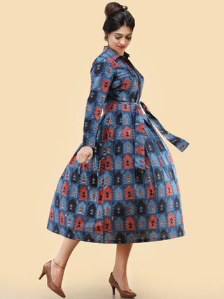 Naqsh - Hand Block Printed Cotton Middi Dress With Side Pockets  - D388F1841