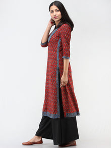 Red Indigo Ajrakh Hand Block Printed Cotton Kurta  - K204F1533