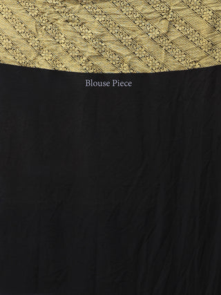Banarasee Chiffon Saree With Golden Zari Weave - Black & Gold - S031704354