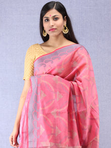 Banarasee Chanderi Silk Saree With Resham Work - Pink Grey Beige - S031704307