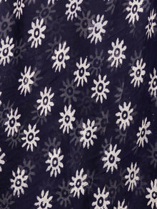 Deep Indigo White Hand Block Printed Chiffon Saree with Zari Border - S031703152